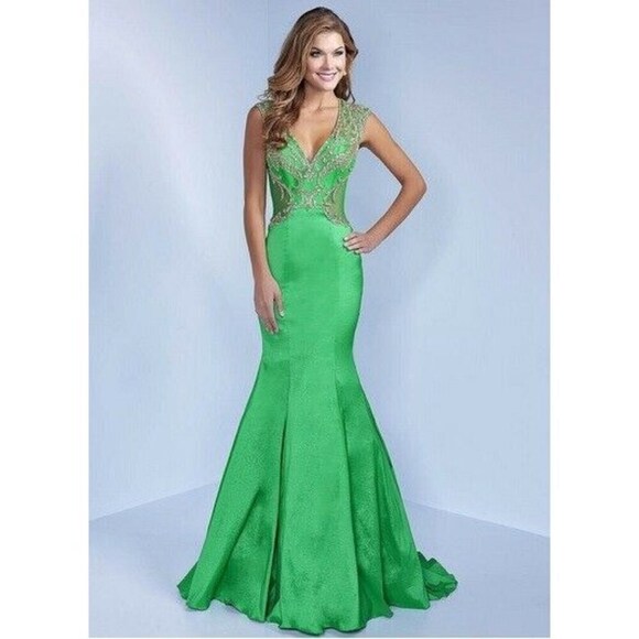 Splash Mermaid Prom Dress J422 Emerald Green - Picture 1 of 6